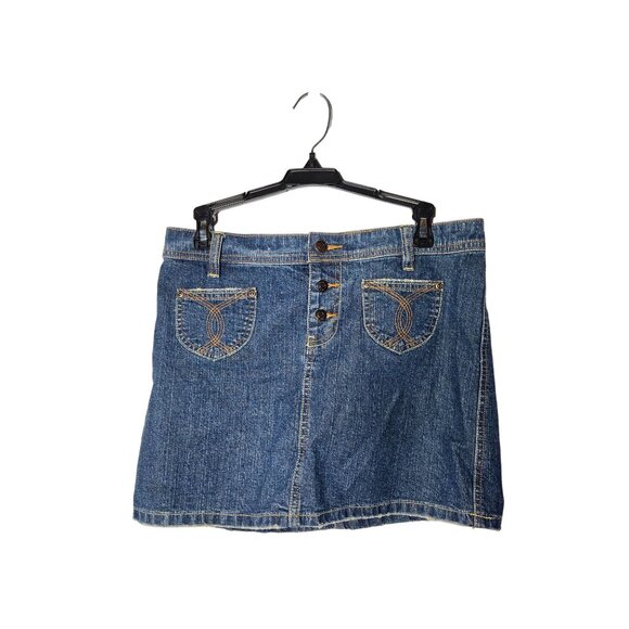Vintage 2004 Old Navy Womens Ultra Low Waist Stretch Denim Blue Jean Skirt 4 Y2k - Picture 1 of 9